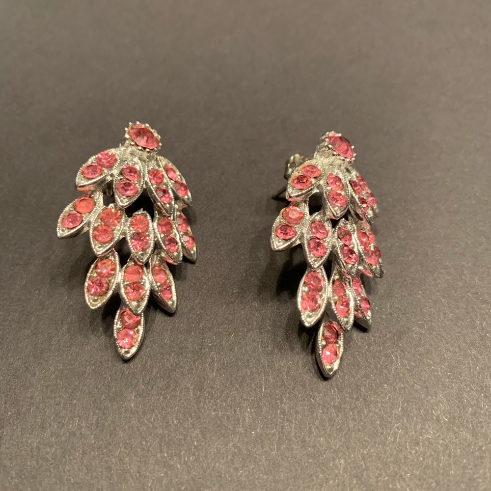 Pink Rhinestone Earrings - Picture 2 of 4